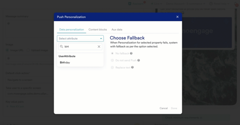 Choose a push notification platform that lets you personalize messages based on different factors